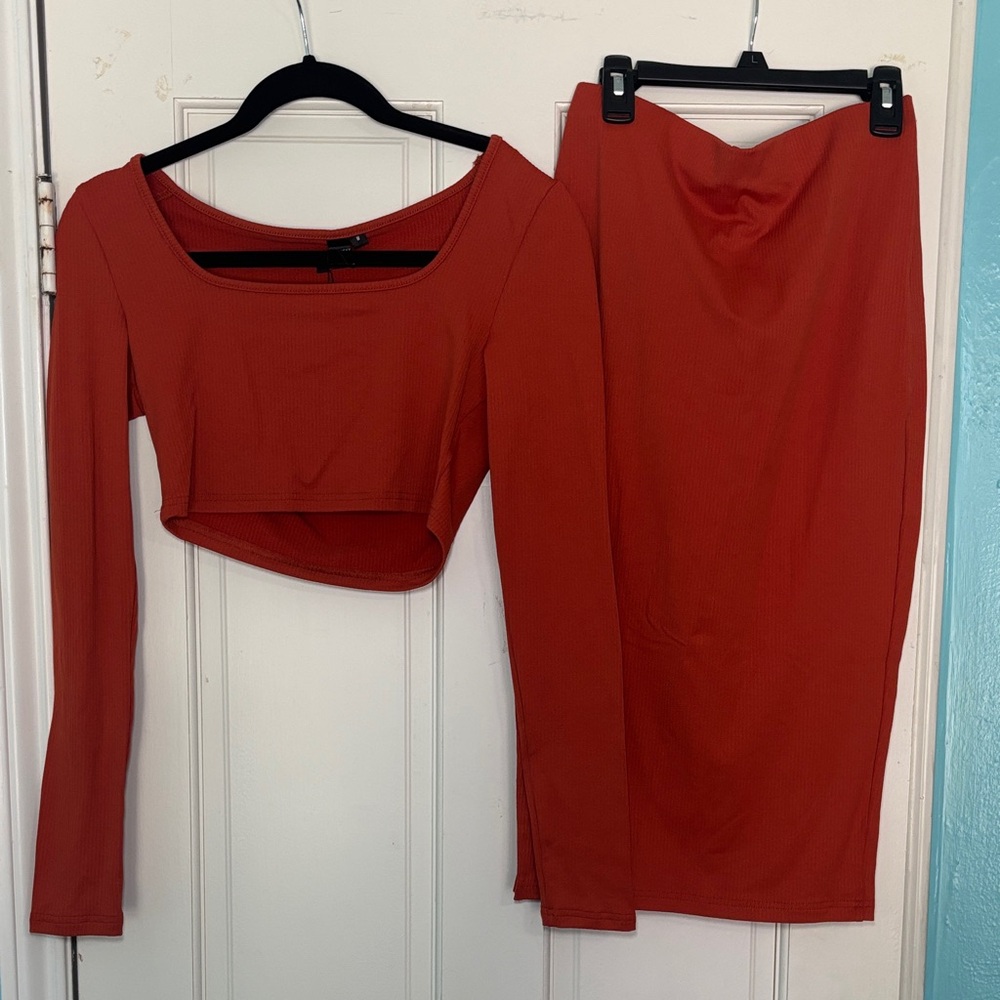 Burnt Orange Women's 2 Piece Skirt Set